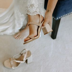 Rose Gold Heels: Chunky High Heel Pumps